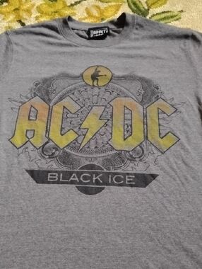 AC/DC Black Ice Short Sleeve Tee - Gray with Yellow Logo
